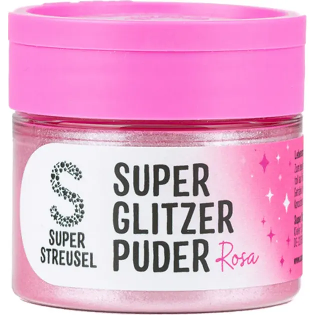 Perleťová růžová prachová barva Super Streusel v balení 10 g na zdobení cukrářských výrobků
