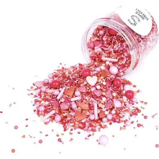 Cukrové zdobení Super Streusel v červeno-růžovém valentýnském provedení, 90 g, k posypání dortů a dezertů