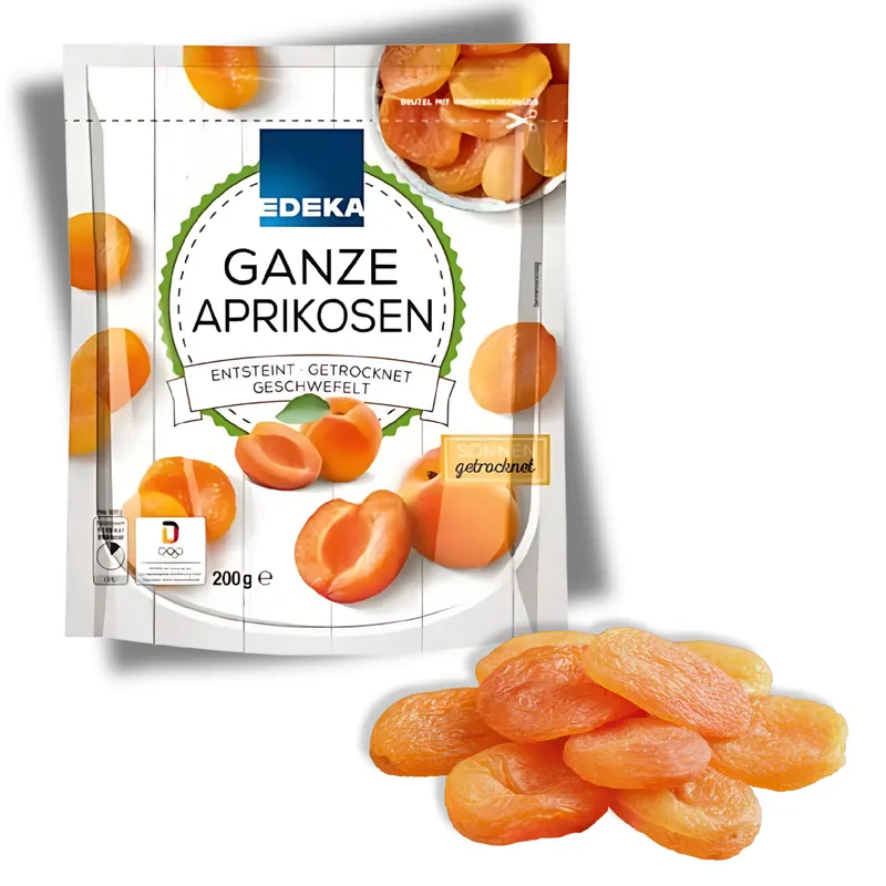 Sušené meruňky značky EDEKA z Německa v balení 200 g vhodné do dezertů, pečiva a jako ovocná ozdoba
