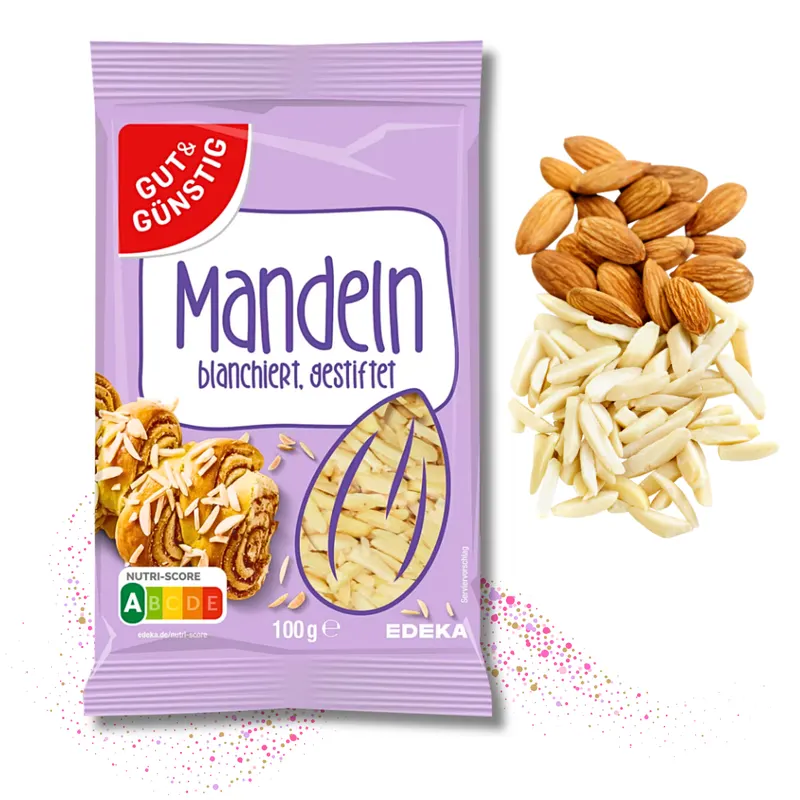 Blanšírované mandlové štěpky EDEKA na pečení a zdobení dortů, balení 100 g