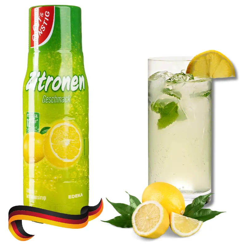 Citrónová limonáda, německý sirup EDEKA na přípravu sodové vody v domácím výrobníku sody, 1 l