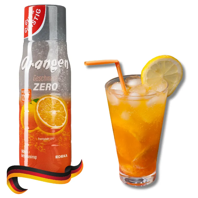 Německý pomerančový sirup ZERO značky EDEKA pro výrobu sodové limonády doma