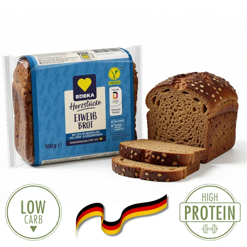Proteinový low carb chléb EDEKA s vysokým obsahem bílkovin a semínky, balení 500 g