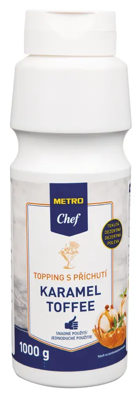 Karamelový topping s příchutí toffee od značky METRO Chef v balení 1 kg pro dochucení dortů, zmrzlin a palačinek