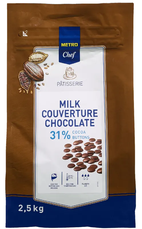 Mléčná čokoláda v čočkách 31 % kakaa od značky METRO Chef pro ganache, polevy a dezerty