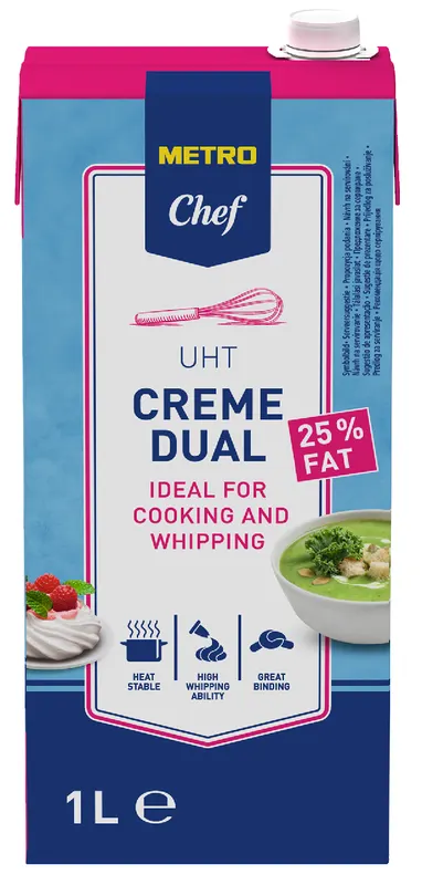 Dual Creme 25 % UHT smetana k šlehání i vaření v litrovém balení