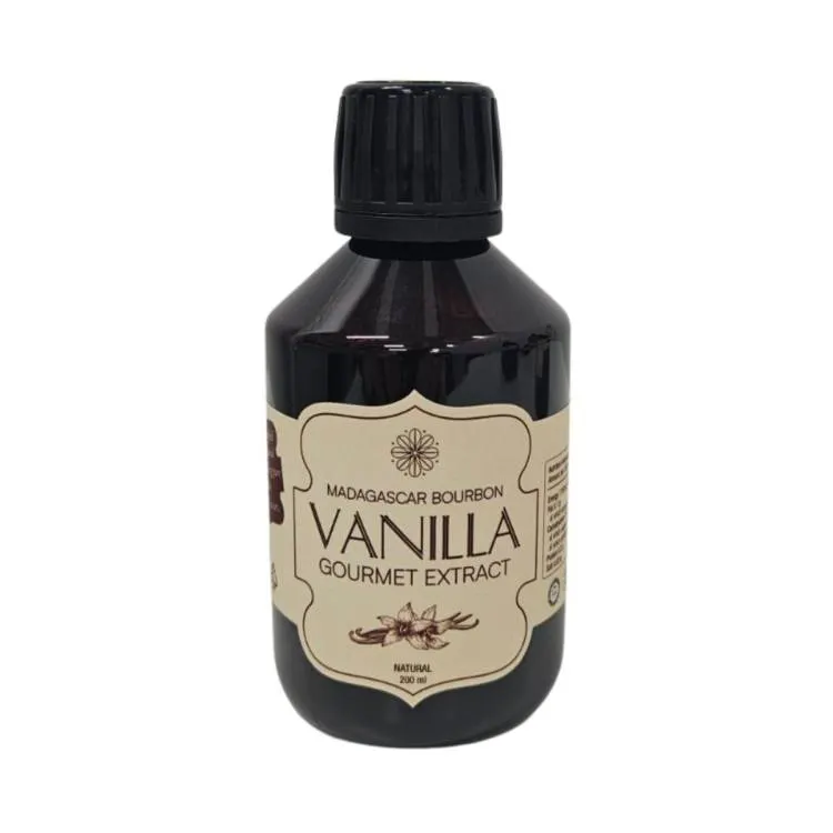 Vanilkový extrakt Madagascar Bourbon Vanilla Gourmet s pravými vanilkovými semínky na pečení a dezerty v objemu 200 ml