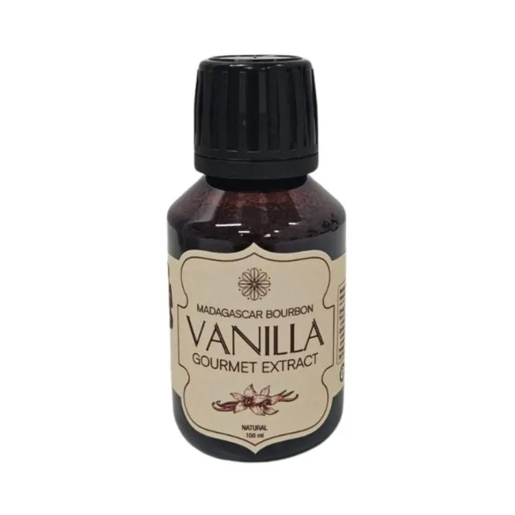 Vanilkový extrakt Madagascar Bourbon Vanilla Gourmet v objemu 100 ml pro aromatizaci krémů, pečiva a dezertů