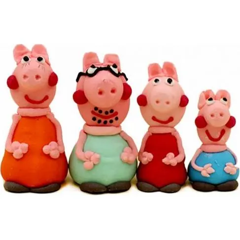 Cukrová figurka prasátka Pepa na zdobení dortů od značky I love Cakes, balení 4 kusů