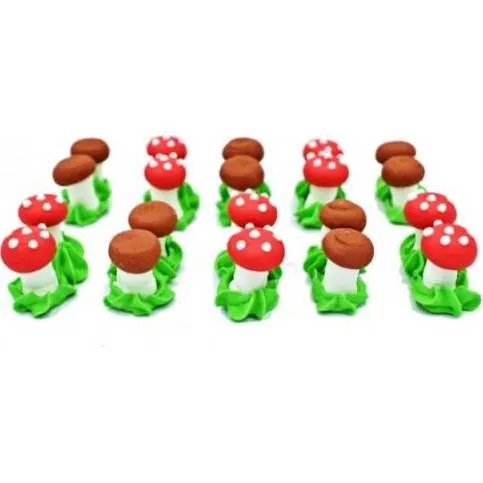 Cukrové figurky ve tvaru houbiček I love Cakes, 20 kusů, velikost 1x2 cm, k zdobení dortů a cukrovinek