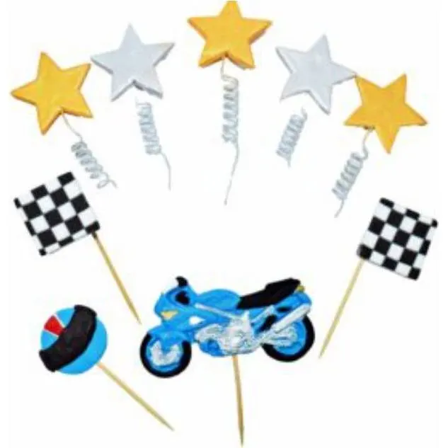 Cukrová figurka motorky I love Cakes jako zápich na narozeninový dort