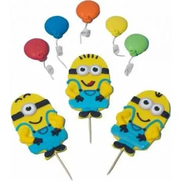 Cukrová figurka Mimoni na špejli k zapíchnutí do dortu od značky I love Cakes