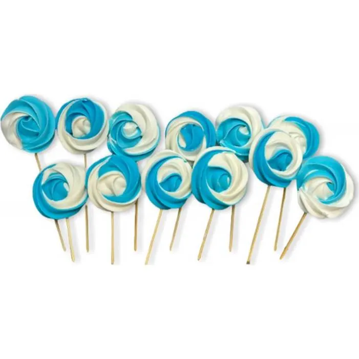 Cukrová lízátka v modro-bílé barvě, sada 14 kusů na zdobení dortů a cupcakes značky I love Cakes