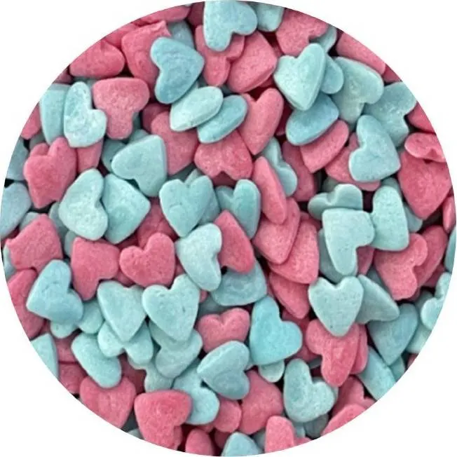 Cukrové zdobení ve tvaru srdíček v růžové a modré barvě, balení 1 kg od značky I love Cakes