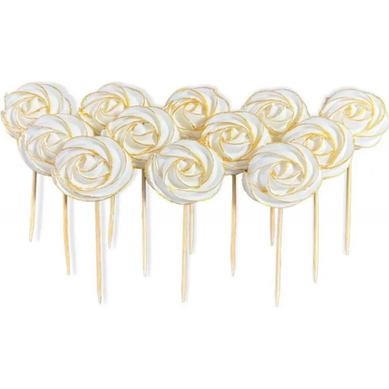 Cukrová lízátka se zlatou konturou v balení 12 kusů od značky I love Cakes na zdobení dortů a dezertů
