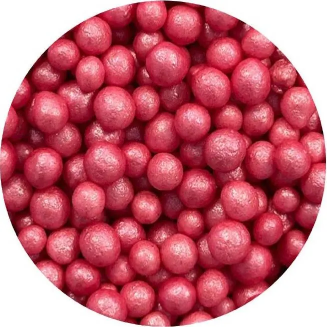 Cukrovo-rýžové perly tmavě růžové o velikosti 7 mm od značky I love Cakes na zdobení dortů a zákusků v balení 1 kg