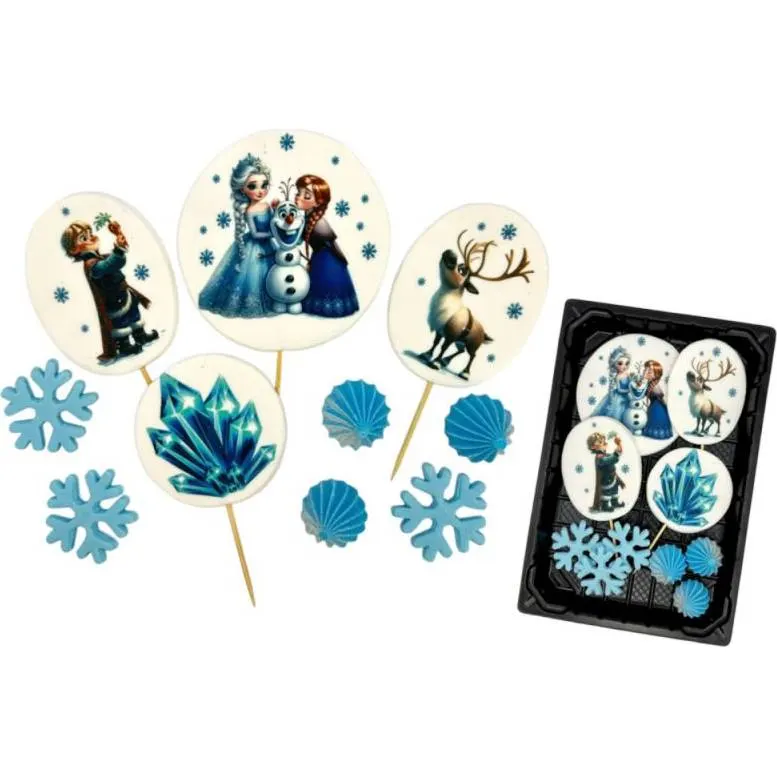 Cukrové zápichy z motivem Frozen na zdobení dortů značky I love Cakes v setu