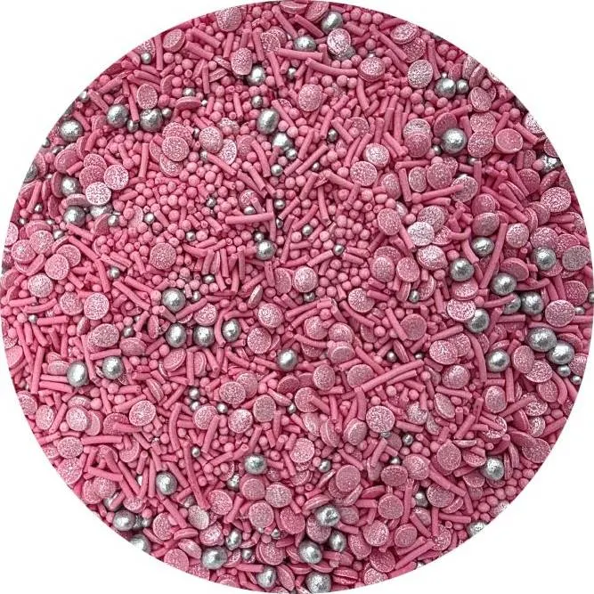 Cukrové zdobení Růžový mix v balení 80 g od značky I love Cakes na dekorování dortů a cukrářských výrobků