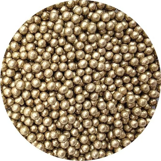Zlaté metalické cukrové perličky o velikosti 5 mm od značky I love Cakes v balení 80 g na zdobení dortů a cukrovinek