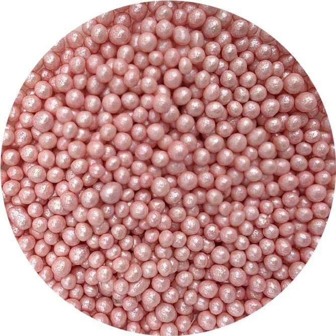 Cukrovo-rýžové perly I Love Cakes v růžové perleťové barvě o velikosti 5 mm pro zdobení dortů a dezertů