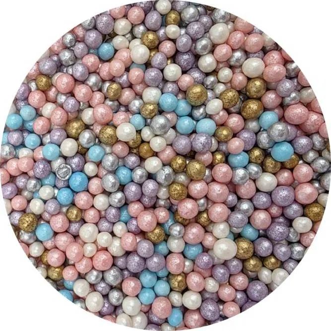 Cukrovo-rýžové perly v pastelovém mixu odstínů o velikosti 5 mm k zdobení dortů a zákusků