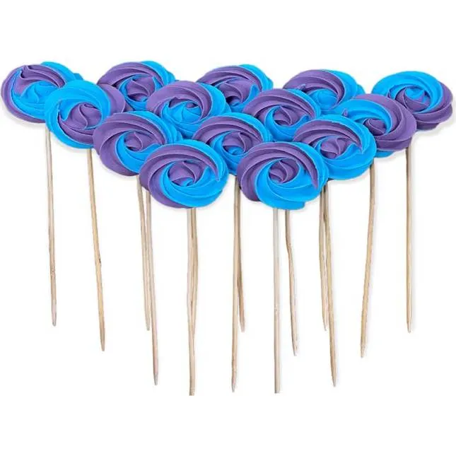 Cukrová lízátka v modro fialové barvě, 12 kusů, značka I love Cakes, jedlá dekorace na dorty a cupcakes