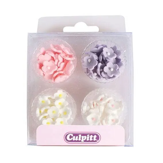 Cukrová dekorace ve tvaru mini květin od značky Culpitt, sada 100 kusů na zdobení dortů a cupcakes