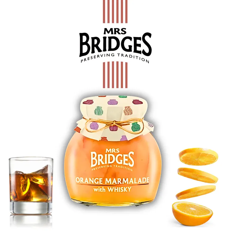 Tradiční skotská pomerančová marmeláda s whisky od značky Mrs. Bridges v tégle 250 g