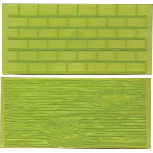 Strukturální podložka FMM s vzorem dřeva a zdiva na zdobení dortů z fondánu nebo marcipánu, rozměr 14 x 7 cm