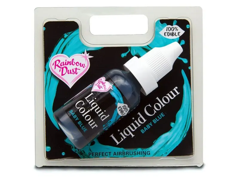 Barva do tuků a airbrush Rainbow Dust v odstínu babyblue, objem 16 ml, k dekorování cukrářských výrobků