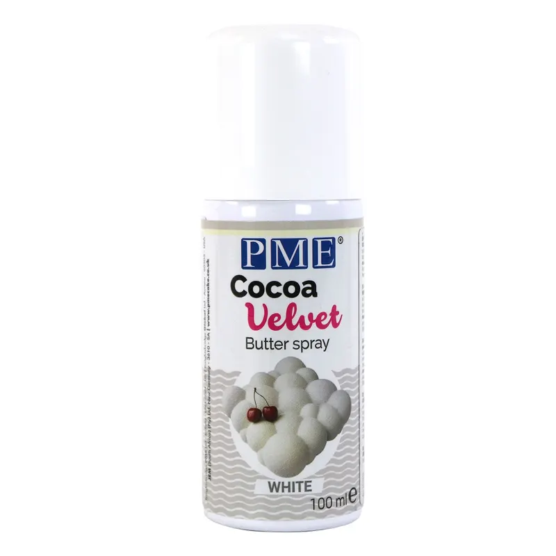 Sametový sprej PME v bílé barvě o objemu 100 ml na dekoraci dortů a zákusků