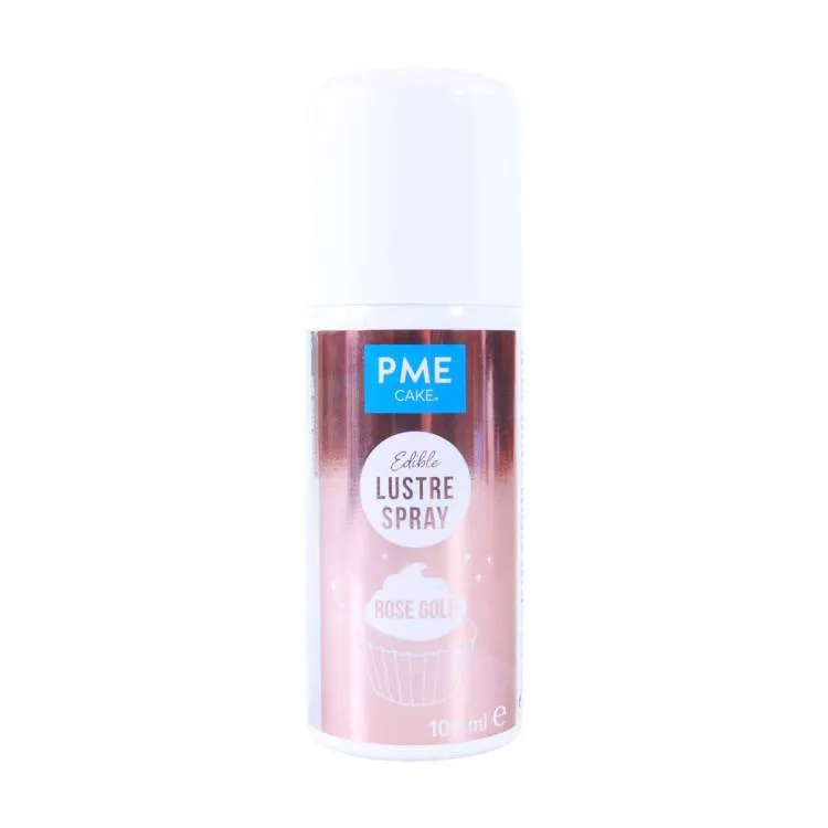 Perleťová barva ve spreji PME Rose Gold v růžovo-zlatém odstínu, 100 ml, na zdobení dortů a dezertů