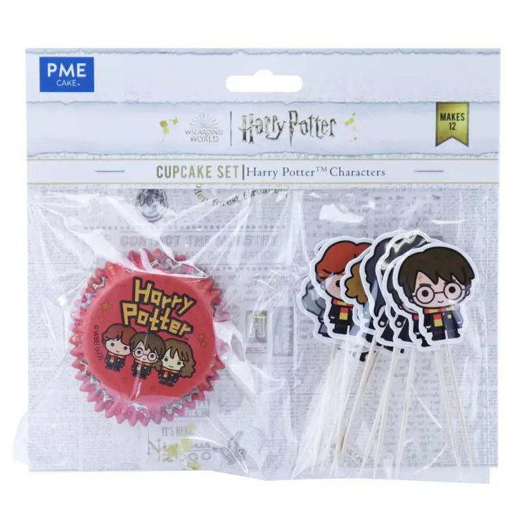 Harry Potter košíčky na muffiny s alobalovým vnitřkem od značky PME, 12 kusů se zapichovátkami s postavami