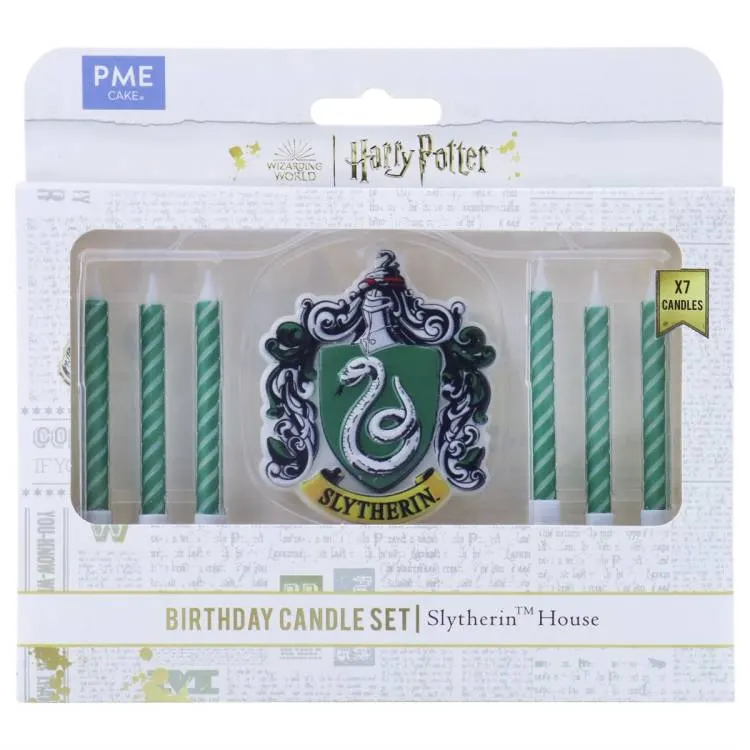 Harry Potter svíčky se znakem Zmijozel, sada 7 kusů, do dortu na narozeninové oslavy