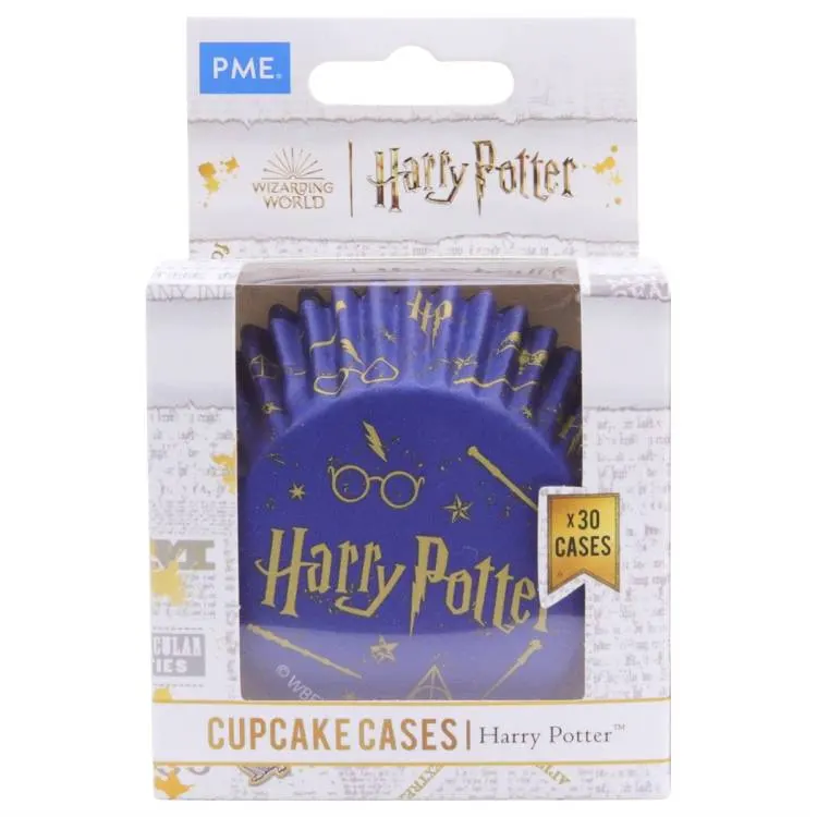 Modré papírové košíčky na muffiny PME s motivy Harry Pottera s alobalovým vnitřkem, balení 30 kusů
