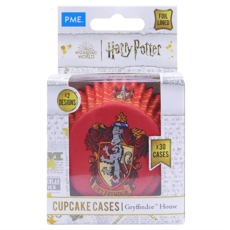 Papírové košíčky na muffiny s alobalovým vnitřkem PME s motivem Nebelvír ze série Harry Potter, balení 30 kusů