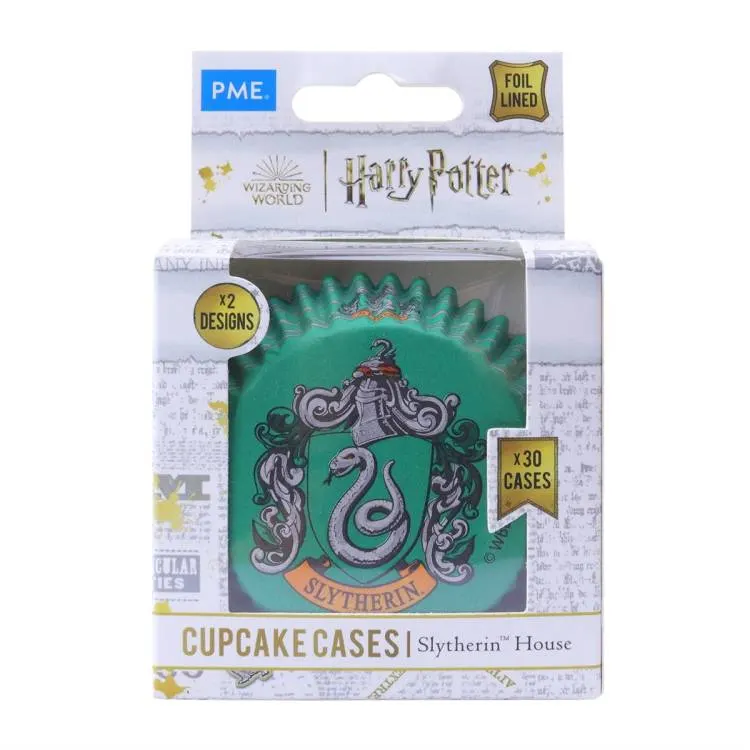 Papírové košíčky na muffiny Harry Potter PME Zmijozel s alobalovým vnitřkem v zelené barvě, balení 30 kusů