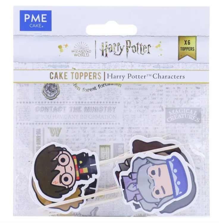Dekorační zápichy Harry Potter do dortu značky PartyDeco s postavami z Harryho Pottera, sada 6 kusů