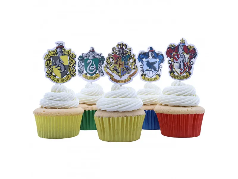Zápichy s erby kolejí z Harryho Pottera od značky PME, 15 kusů na zdobení dortů a cupcakes