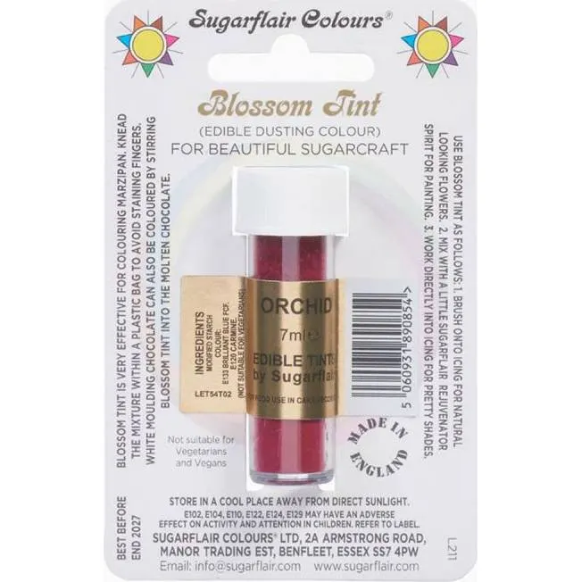 Jedlá prachová barva Sugarflair v odstínu orchid o objemu 7 ml pro zdobení dortů a cukrářských výrobků