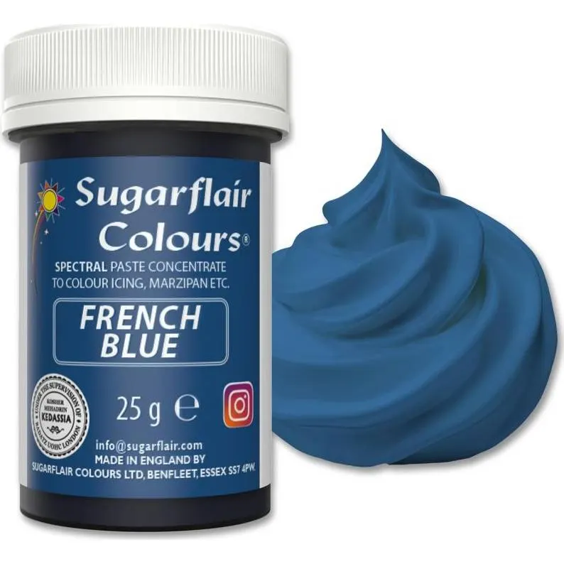Gelová barva Sugarflair v odstínu french blue pro obarvení dortů, fondánu a krémů