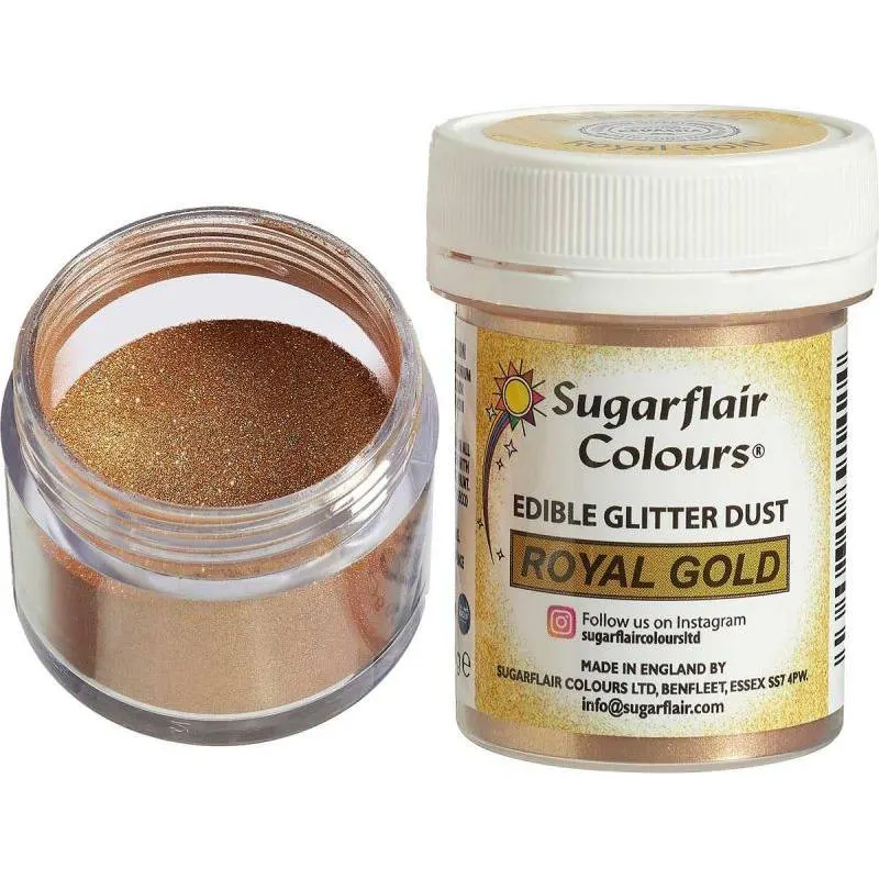 Zlatý jedlý třpyt Sugarflair Royal Gold v balení 10 g na zdobení dortů a cukrářských výrobků
