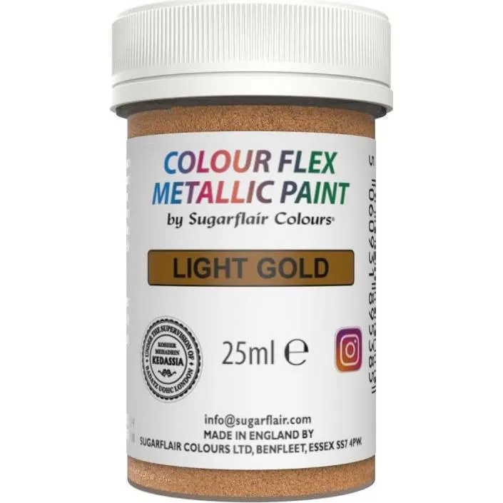 Gelová potravinářská barva Sugarflair v odstínu light gold pro obarvení dortů, marcipánu a krémů