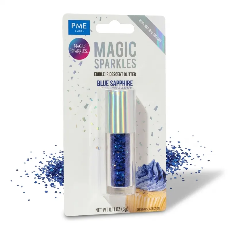 Jedlé třpytky PME Blue Sapphire v modré barvě, 3 g, k dekorování cukrářských výrobků
