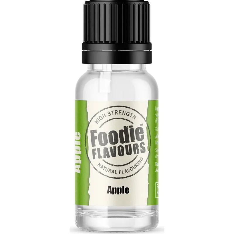 Přírodní koncentrované aroma s příchutí jablka od značky Foodie Flavours v lahvičce o objemu 15 ml pro pečení