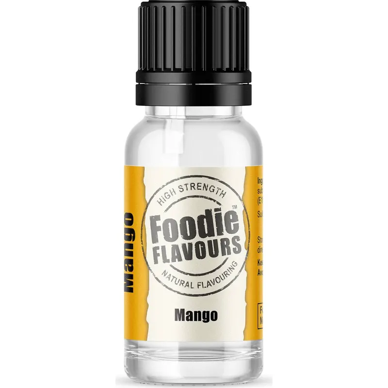 Přírodní koncentrované aroma s příchutí manga od značky Foodie Flavours v objemu 15 ml na ochucení dortů a dezertů