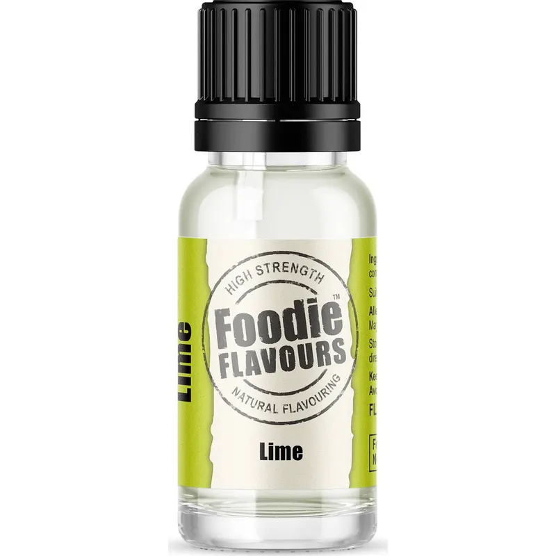 Přírodní koncentrované aroma s příchutí limetky Foodie Flavours v 15ml lahvičce na ochucení dezertů, krémů a polev