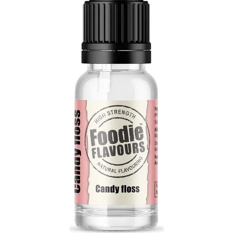 Přírodní koncentrované aroma Foodie Flavours s příchutí cukrové vaty v 15ml lahvičce na pečení a dezerty