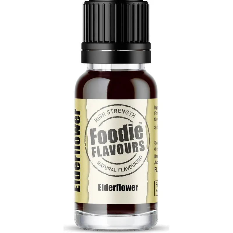 Přírodní koncentrované aroma s příchutí černého bezu v malém 15ml balení od značky Foodie Flavours