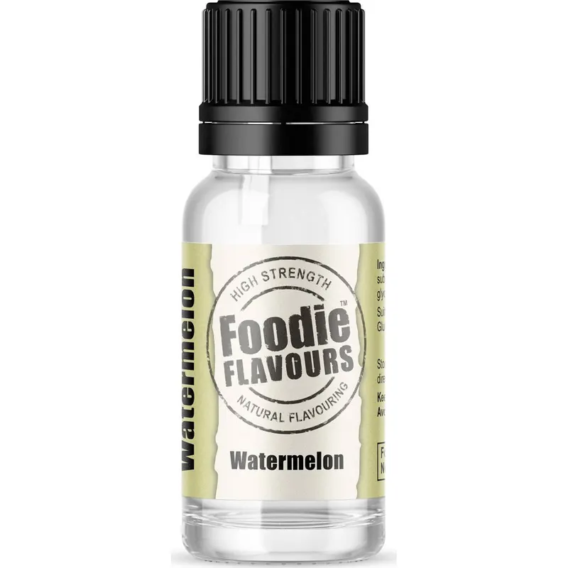 Přírodní koncentrované aroma s příchutí melounu od značky Foodie Flavours v objemu 15 ml pro ochucování krémů, polev a dezertů